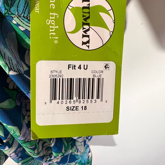 Fit 4 U Tankini Swim Top Tropical Floral Resort Beachcore Blue 18 - Picture 7 of 7